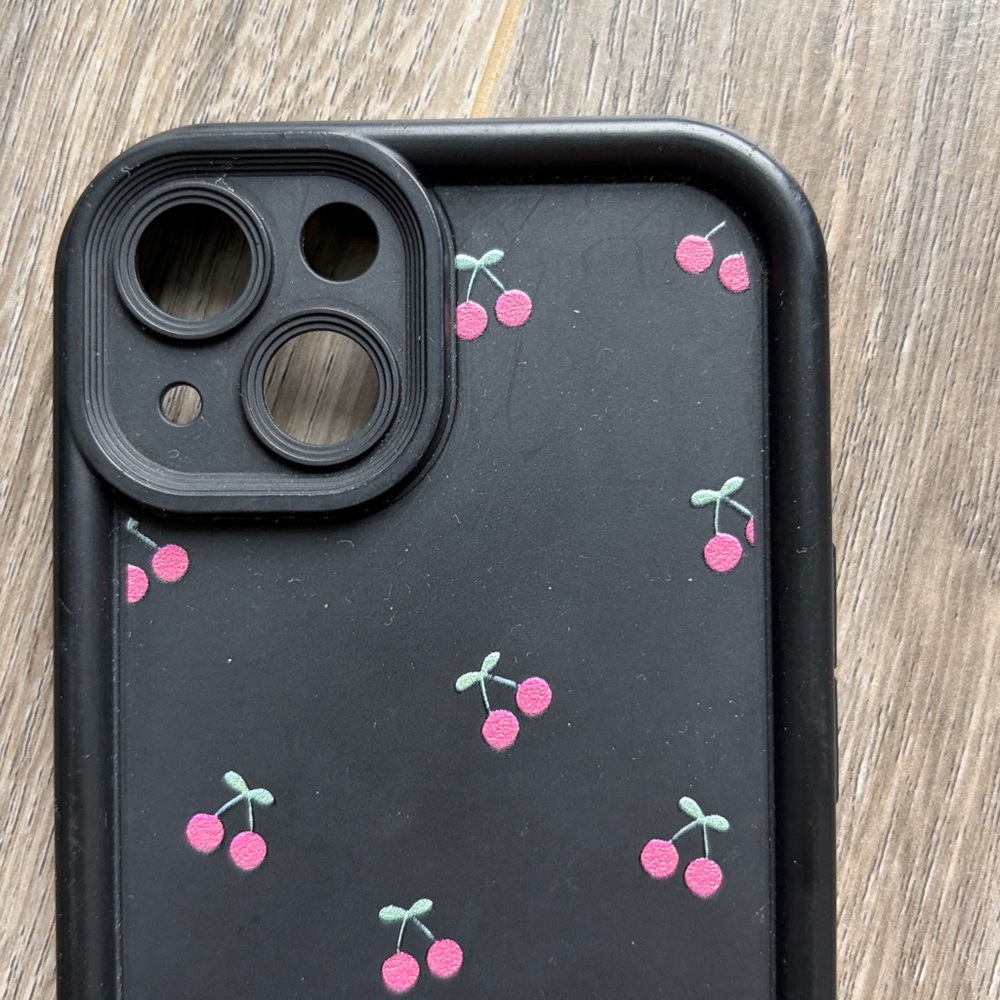 Cherry Pattern Black Phone 13 Case - Picture 2 of 3